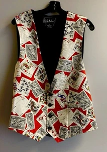 nicole miller silk vest lucky cards ADJUSTABLE LARGE UNISEX EXCELLENT - Picture 1 of 11