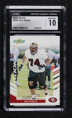 2007 Score Rookie Joe Staley #325 CGC 10 Gem Mint Rookie RC - Image 1 of 2