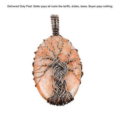 Venta de Navidad Piedras Preciosas Piedra Solar Cobre Artesanal Árbol de la Vida Colgante Joyería Foto 1 de 4