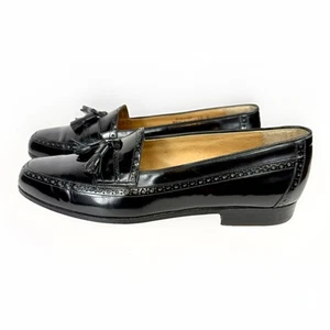 BALLY Shoes Men's 10 D Black Leather David Tassel Brogue Slip On Loafer - Picture 1 of 16