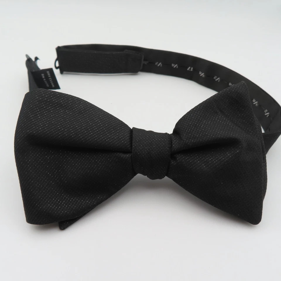 Alfani 领结黑色闪亮纯色 2.5 英寸宽预绑涤纶燕尾服正式 — 第 1/4 张图片