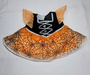 Build A Bear Halloween Kleid Samt Top, Spinnennetz Print Orange Schwarz TOP - Bild 1 von 5