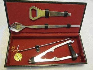 Vintage MCM Bar tool 5 Pc. set SOLINGEN ROSTFREI Boxed 10.25” Germany 1960's NOS - Picture 1 of 7