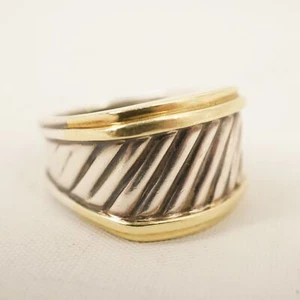 David Yurman Two-Tone 14k and Sterling Cigar Band Cable Ring - Free Shipping USA - Picture 1 of 18