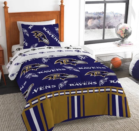 Baltimore Ravens NFL Rotary Twin Bed in a Bag Set Cover