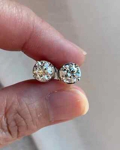 2 kt Diamant Ohrring massiv 18 K Rundschliff Lab Grown IGI zertifiziert Weißgold - Bild 1 von 8