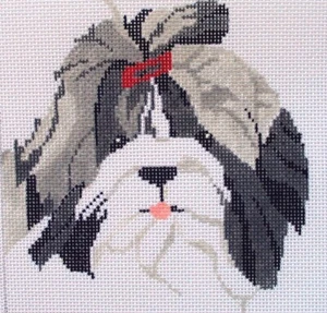 Shih Tzu Dog Hand Painted Needlepoint Canvas - Picture 1 of 1