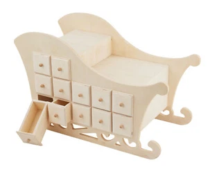 VBS Adventskalender Schlitten Sperrholz 37x25x19cm Weihnachtskalender basteln - Bild 1 von 6
