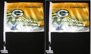 Lot 2 NFL Green Bay Packers Flagge Auto LKW Fenster 11" x 14" 2010 NFC Champions - Bild 1 von 2