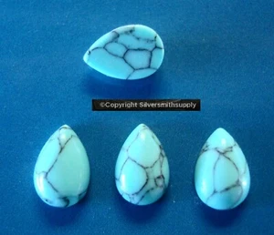 Turquoise cabochons chalk treated turquoise 6x9mm teardrops .74 ea 4pcs CB053 - Picture 1 of 4