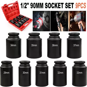 9pc Deep Impact Socket Set 1/2" Drive Metric Axle Hub Nut Sockets 29-38mm Frined - Picture 1 of 12