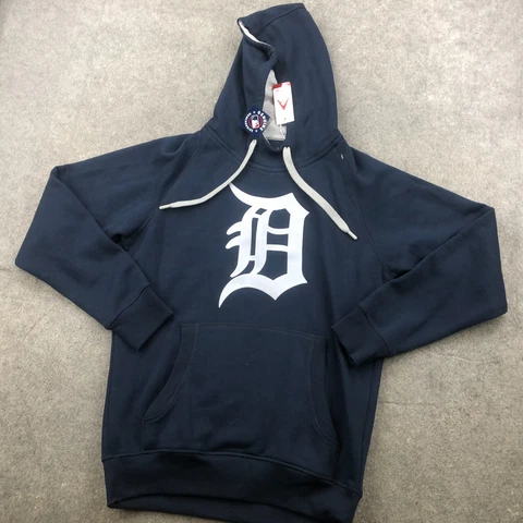 Detroit Tigers Hoodie Men Medium Blue Embroidered Pockets Hooded Sweatshirt NEW Cover