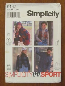 SIMPLICITY PATTERN - 9147 GIRL'S BOY'S JACKET VEST FRINGING BRIM HAT 7-10 UNCUT - Picture 1 of 2