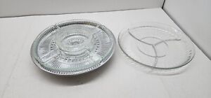 KROMEX LAZY SUSAN SERVING PLATTER DIVIDED GLASS INSERTS TRAY DISHES USA BUFFET