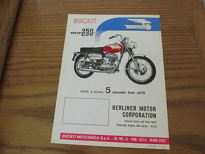 DUCATI 250 MONZA 5 VELOCIDADES BISEL ÚNICO FOLLETO ESPECIFICACIONES FOLLETO Foto 1 de 2