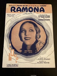 "Ramona" By Dolores Del Rio 1927 Sheet Music (L. Wolfe Gilbert, Mabel Wayne) - Picture 1 of 4