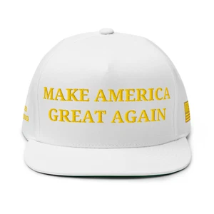 Gold Dark MAGA Hat Trump Black And Gold MAGA Snapback Embroidered Flat Cap - Picture 1 of 25