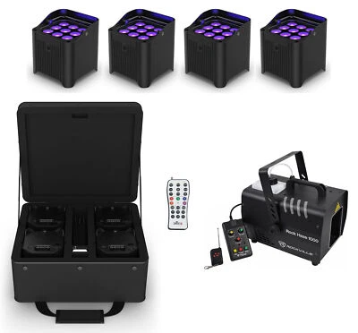 Chauvet DJ Freedom Par H9 IP X4 (4) Wireless DMX Battery Wash Lights+Bag+Hazer - Image 1 of 4