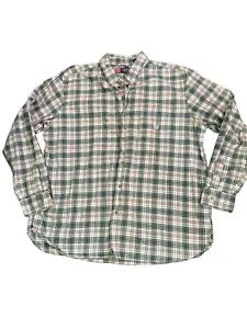 CHAPS Men's XXL Green Tan Plaid Long Sleeve Button-Down Shirt - Picture 1 of 7