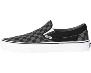Scarpe sneakers unisex Vans classiche slip on nere peltro scacchiera tela nuove - Foto 1 di 7