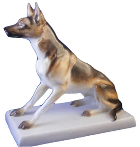 Fun Meissen Porcelain German Shepherd Dog Figurine Figure Porzellan Hund Figur - Picture 1 of 11