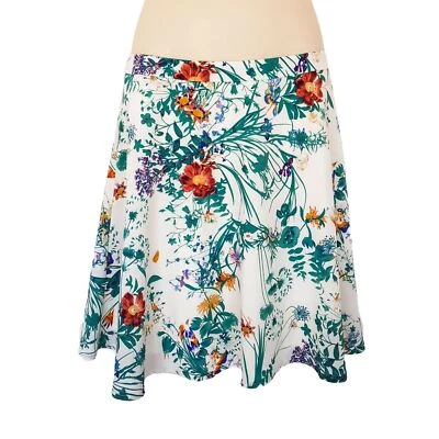 ESPRIT Women's White Green Floral A-Line Summer Skirt Cocktail Party Ladies Work - Image 1 of 4