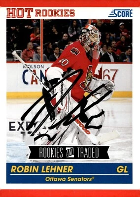 Robin Lehner - Signed 2011-12 Panini Score Hot Rookies Card #631 - Senators - Image 1 of 2
