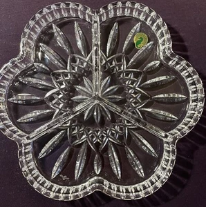 WATERFORD Crystal “Lismore” Clover Shape 3-Part Relish Dish - Picture 1 of 10