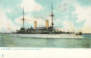 military, ship, UNARMORED OR PROTECTED CRUISER, OLYMPIA, U.S. NAVY,  Tuck 1076 - Imagen 1 de 2