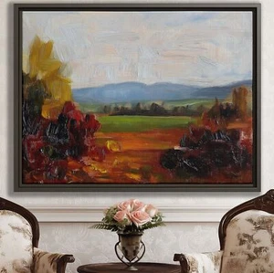 Stampa su tela paesaggio astratto vibrante colorata arte da parete quadro olio incorniciato - Foto 1 di 9