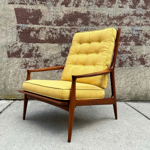 Milo Baughman for Thayer Coggin High Back Archie Chair Danish Style Yellow 1960s Cover