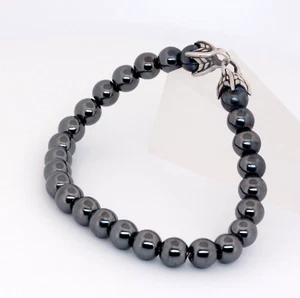 David Yurman 8mm Men's Hematite 925 Spiritual Beads Bracelet Size 8.5" - Picture 1 of 3