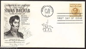 #1110 4c ~ FDC ~ Fleetwood Cachet ~ Simon Bolivar ~ no address - Picture 1 of 1