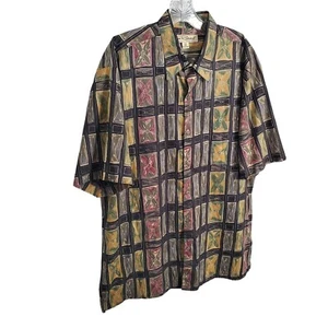 Tori Richard Mens Size XL Vintage Hawaiian Cotton Multicolor Windowpane Print - Picture 1 of 11
