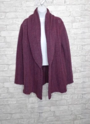 J. Jill Purple Merino Wool Alpaca Mohair Blend Chunky Knit Cardigan Sweater M - Image 1 of 4