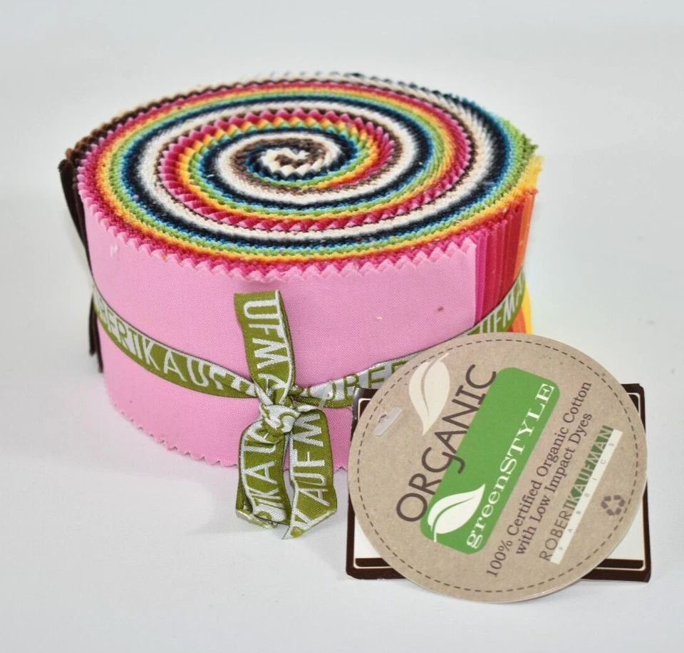 Kaufman Jelly Roll Organic Cotton Solids Fabric Jelly Roll-Up 2.5" Precut Strips - Image 1 of 4