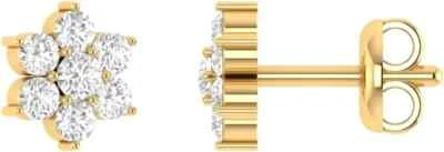 14K Yellow Gold 1/5 cttw Real Diamond HI/SI Women's Cluster Flower Stud Earrings - Image 1 of 3