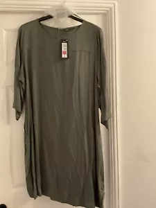 Work Or Play M & S Khaki Dress 3/4 Sleeves 2 Pockets Size 22r BNWT £25 rrp - Picture 1 of 5
