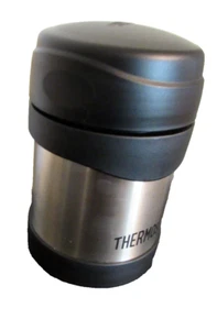 Thermos FUNtainer Food Jar  10 oz Hot 5 hours Black  lid Stainless  NWOT - Picture 1 of 7