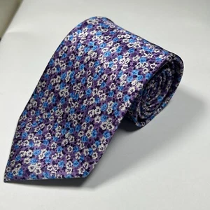 Geoffrey Beene Silk Tie purple & blue Floral Men's tie 3 1/2"x60" luxury elegant - Picture 1 of 5