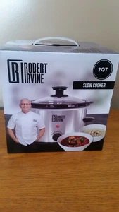 BRANDNEU ROBERT IRVINE 2 QT. LANGSAMKOCHER 3 HITZESTUFEN STEINZEUG & GLASDECKEL - Bild 1 von 3