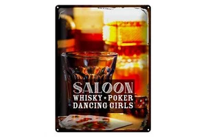 Blechschild Spruch Saloon Whisky Poker Zigarre Girls 30x40 cm Schild tin sign - Picture 1 of 5