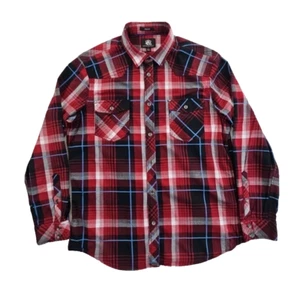 Rock & Republic Western Shirt Men's XL Red Stretch Plaid Long Sleeve Button-Up - Picture 1 of 15