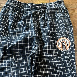 Vintage Fighting Illini Blue Plaid Pajama Lounge Pants Chief Youth M 10-12 - Picture 1 of 7