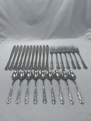 Lot 27 Ecko Eterna Keepsake Stainless Flatware Pcs Flower Pattern - Image 1 of 4