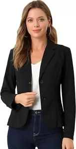 Allegra K Women's Elegant Work Office Lapel Collar Button Down Stretch Suit - Picture 1 of 5