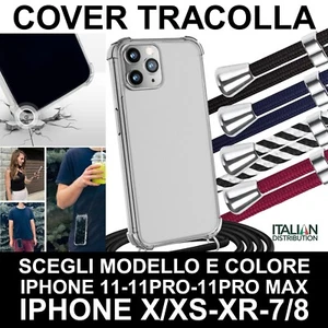 Cover Tracolla per Apple iPhone X/XS XR 7 8 11 11 Pro 11 Pro Max Custodia corda - Foto 1 di 32