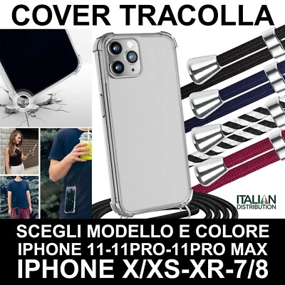 Cover Tracolla per Apple iPhone X/XS XR 7 8 11 11 Pro 11 Pro Max Custodia corda - Immagine 1 di 4
