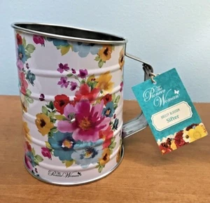 Pioneer Woman "Breezy Blossoms" Floral Farmhouse Metal Flour Sifter Hard to Find - Picture 1 of 8