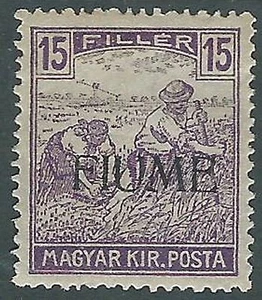 1918-19 FIUME MIETITORI E VEDUTA 15 F II TIPO MH * - P60-3 - Picture 1 of 1